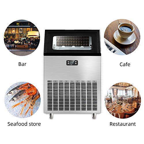 Joy Pebble Commercial Ice Maker Machine, 100 LBS/24H Automatic Freestanding Ice Maker Undercounter, Ideal for Restaurants, Bars, Homes and Offices - Includes Scoop and Connection Hose