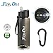 FilterOne personal Water Filter Bottle & Built-In Compass, BPA free Portable 2-Stage Integrated Personal Filter Straw for Hiking Camping Survival or Emergency, Leakproof Reusable Straw (black)