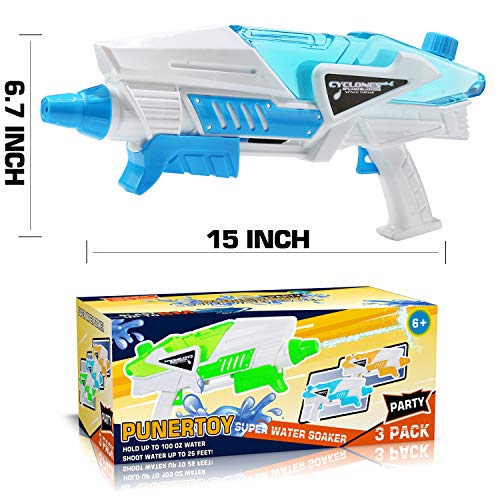 3 Pack Super Water Shooter Gun, High Capacity Water Soaker Blaster Squirt Toy for Swimming Pool Party Sand Beach Game, Outdoor Summer Water Fighting Toy for Adult Child Boy and Girl