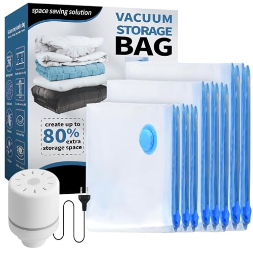 Vacuum Storage Bag with Electric Air Pump, Set Of 8, Reuse Vacuum Compression Bags Vacuum Cleaner, Vacuum Bag Duvet, Vacuum Pouch Clothing