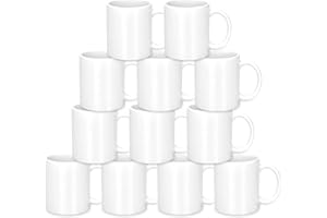 Esdabem Sublimation Mugs - Set of 12 Sublimation Mugs 12 oz Blank Sublimation Cups White Mugs Set Sublimation Coffee Mugs DIY Coated Ceramic Mugs for Coffee, Soup, Tea, Milk, Latte, Hot Cocoa etc