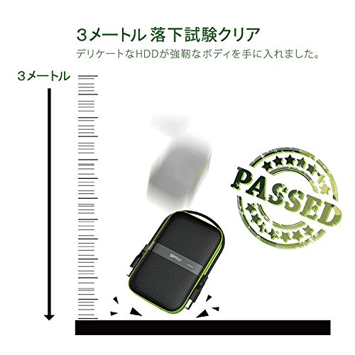 2TB Silicon Power Armor A60 Shockproof Portable Hard Drive - USB3.0 - Black/Green Edition