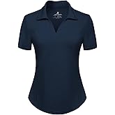 JACK SMITH Women's Golf Polo Shirt V Neck Short Sleeve Tennis Shirt Sun Protection Moisture Wicking Athletic Tops