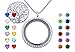 Family Tree of Life Floating Charms Memory Locket, Diy Stainless Steel Pendant Necklace with Birthstones