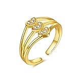 FOCIVE Gold Heart Shaped Ring for Women Delicate