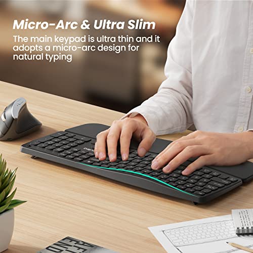Nulea Ergonomic Wireless Keyboard, Curved Keyboard with Detachable