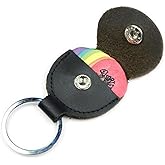 StaiBC Guitar Picks Holder Case Black Leather Keychain Plectrum Cases Bag