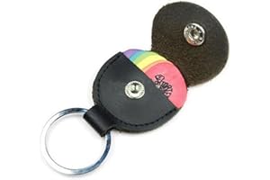 StaiBC Guitar Picks Holder Case Black Leather Keychain Plectrum Cases Bag