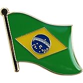 Brazil Flag Die-struck Metal Single Lapel Pin with Butterfly Clasp Closure