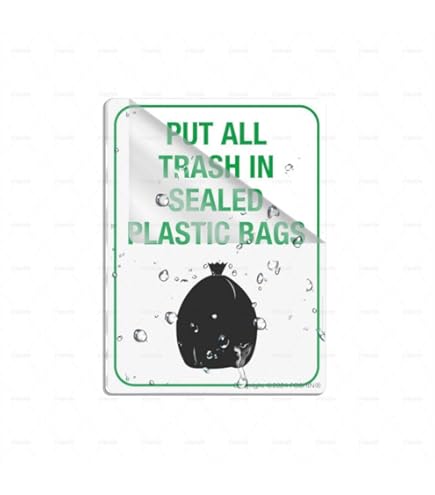 grindlodge ✖️ lafayette trash ステッカー4枚セット付 Amazon.com : Put All Trash in Sealed Plastic Bags Sign Label