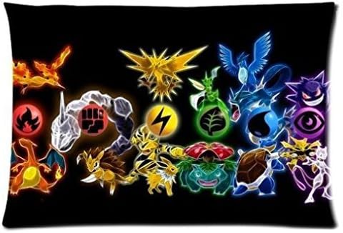 Qezi Pokemon Colorful Custom Zippered Rectangle Pillow Case Pillowcases Cover Size:20"x 30" (Two Sides)