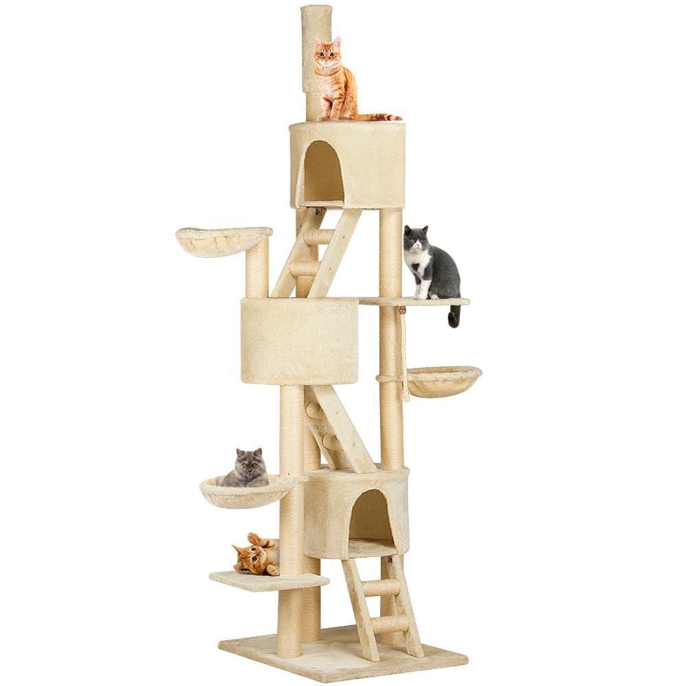 Yaheetech Huge Cat Tree Furniture Adjustable Height 92-106inch Beige