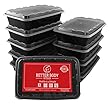 Meal Prep Food Containers by Better Body Kitchen ( Set of 10 ) - Single Compartment and 28 oz Capacity for a Bigger Better Meal