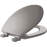 Toilet Seat with Easy Clean & Change Hinges, Round, Durable Enameled Wood, Ice Grey