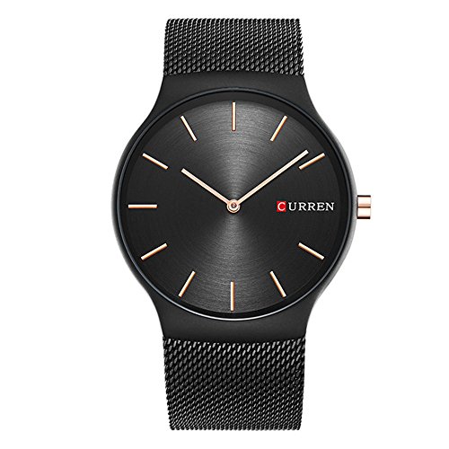 CURREN Men Waterproof Watches Stainless Steel Band Quartz watch Top Brand Business Male Wristwatch Valentine s Day Gift for him8256 (black)