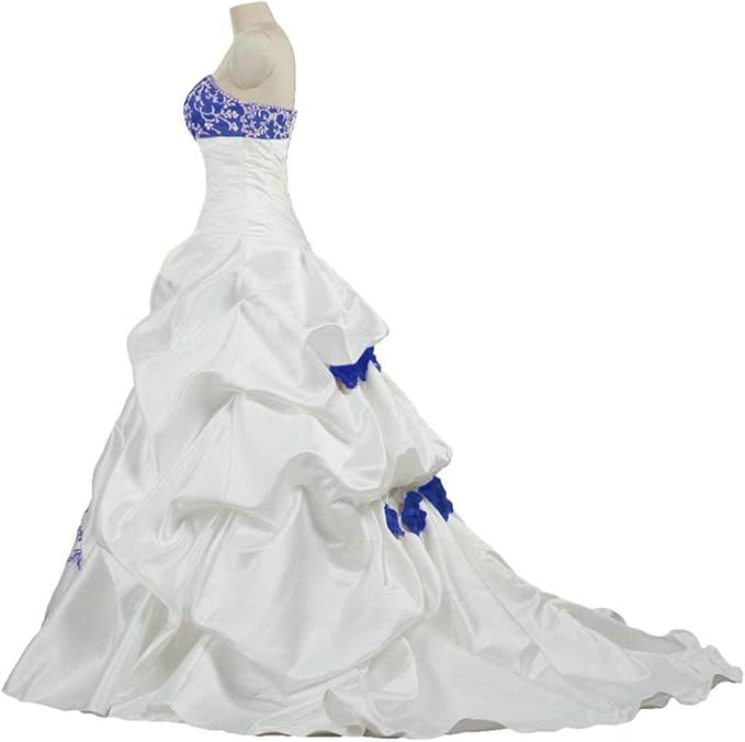 Vantexi Damen Schulterfrei Spitze Tull Prinzessin Hochzeitskleider Brautkleider Mit Kapelle Zug Brautkleider Bekleidung