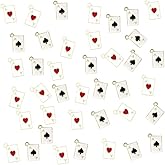 GTONEE 40 Pcs Enamel Heart Poker Card Charms Gold Metal Card Pendants for DIY Keychains Necklace Bracelet Earring Jewelry Making Craft Ornament