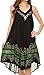 Sakkas 16605 - Gasha Sleeveless Mid Length Caftan Dress With Embroidery Details And V Neck - Black/Green - OS
