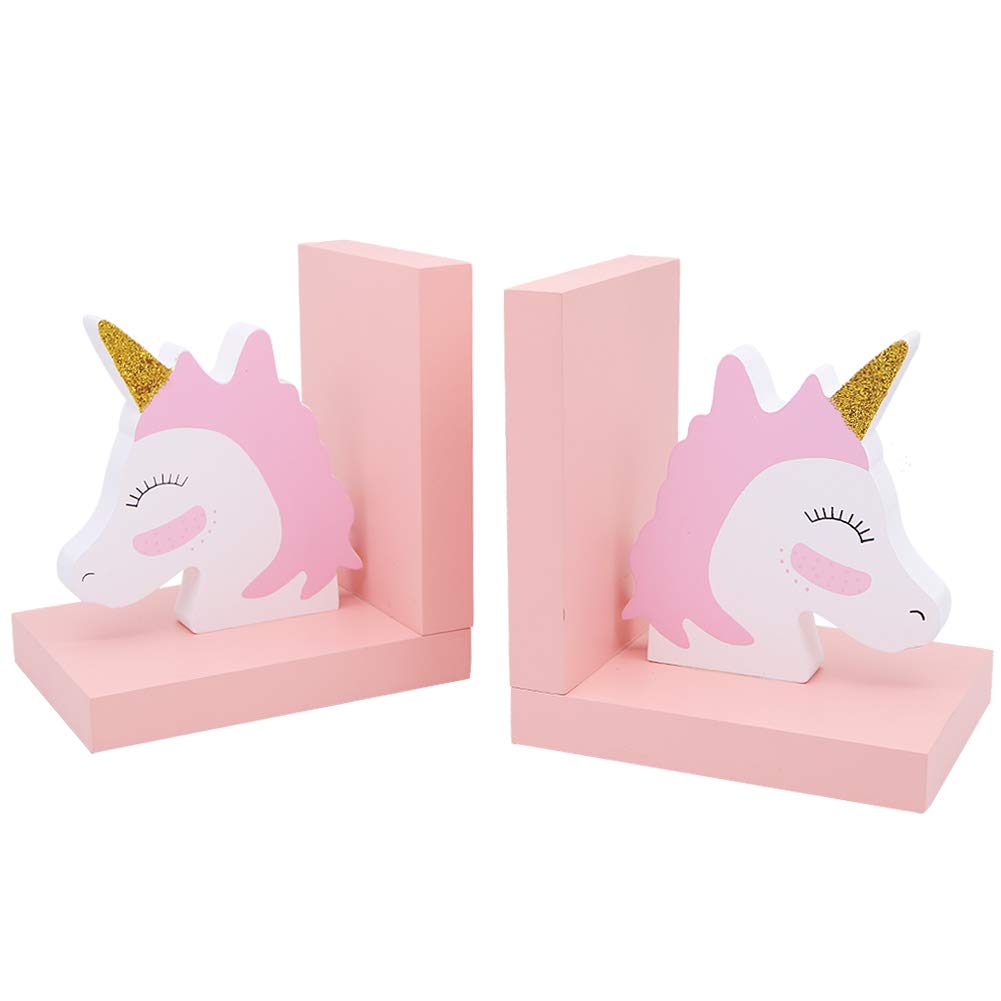 Cute Pink Unicorn Wooden Bookend Organizer Bookends Book end Book File Home Office Library Decoration Birthday Graduation Gift