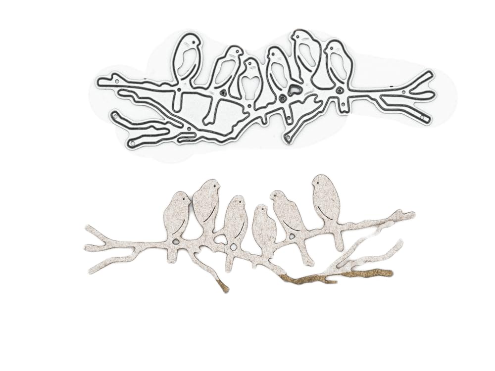 Stanzenshop cutting stencil: Six birds on a branch - Creative crafting aid for DIY projects, home decoration and crafts, inspiring and easy to use, ideal for scrapbooking