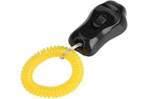 EECOO Dog Training Ring, Adjustable 3 Gears Pet Dog Training Clicker Paw Shaped Pet Training Clicker Durable Lightweight with Wrist Strap for Cats Birds (Black)