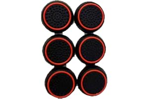 UPONEW 6 PCS Black with Red Controller Thumbstick Caps Cover Replacement Silicone Touch Controller Rocker Cover for PS3 / PS4 / PS5