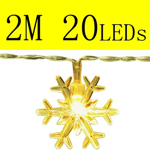 Snowflake String Lights CFTech 6.5 ft 20 LED Fairy Lights Battery Operated Waterproof for Garden Patio Bedroom Party Decor Indoor Outdoor Celebration Lighting, Warm White (2M 20 Lights)