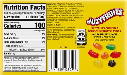 JUJYFRUITS FRUITY CHEWY CANDY THEATER BOX, 5 OZ
