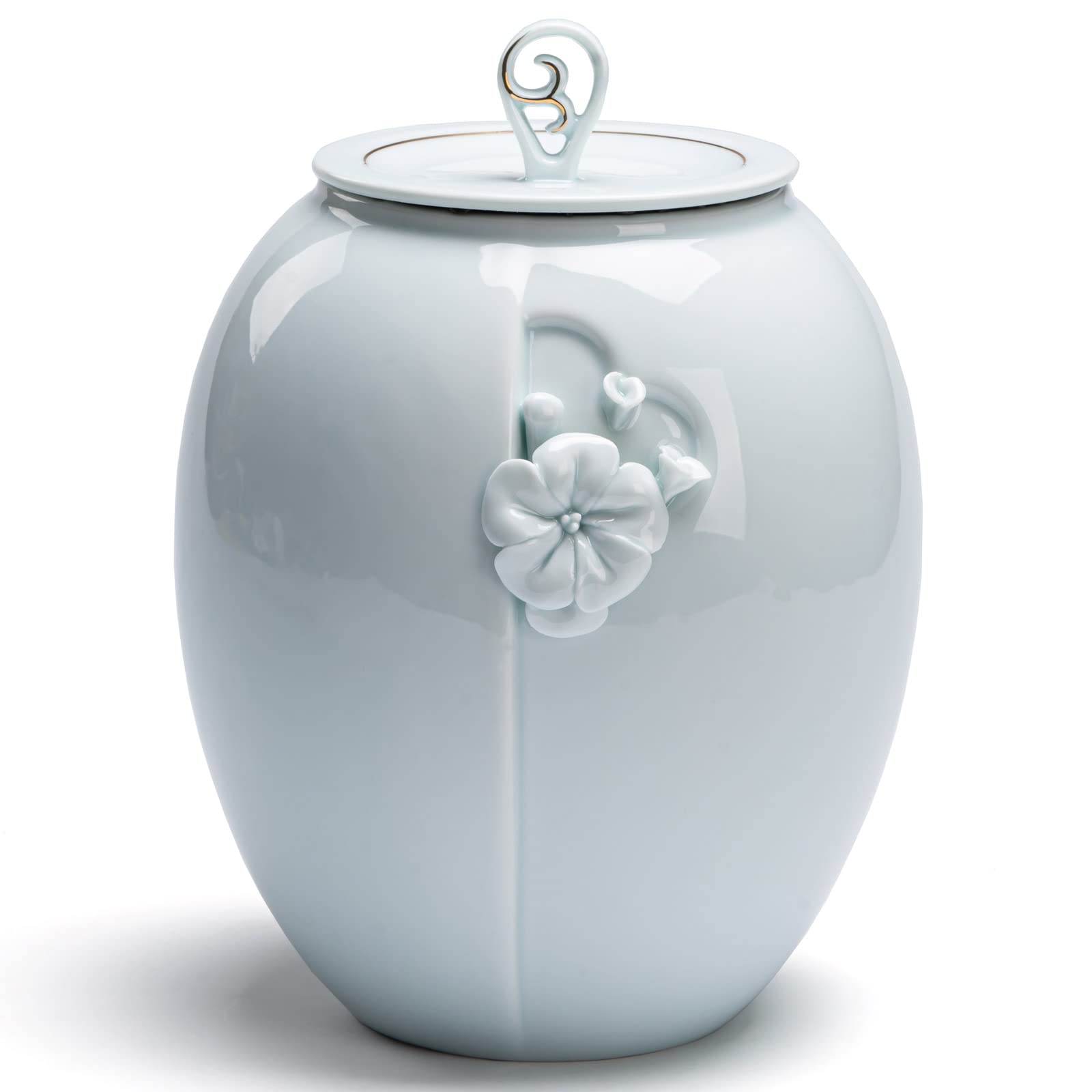 PIOSRTRR Ceramic Urn for Human Ashes,for Adult/Pet,2.4L,Green