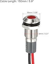 PATIKIL 8mm AC 220V LED Indicator Lights Panel Mount Waterproof Signal Red view 2