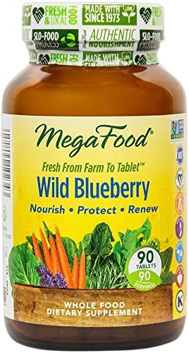 MegaFood, Wild Blueberry, Supports Healthy Eyesight, Chewable Whole Food Supplement Vegan, 90 Tablets (90 Servings)