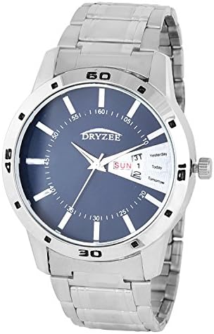 DRYZEE Men's Blue Silver Stainless Steel Strap Stylish Wrist Watch (Silver)(DZW10) (New Year Limited Offer)