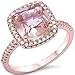 Blue Apple Co. Sterling Silver Halo Solitaire Ring Rose Tone Rhodium PL Cushion Cut Simulated Morganite Clear CZ Accent