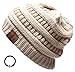 Women's Winter Warm Variety Colors Cable Knit Slouchy Skull Beanie Cap Hat with Hair Tie