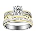 Herinos Women Engagement Rings Set, Stainless Steel Gold Plated Cubic Zirconia Promise Wedding Rings Size 6-9