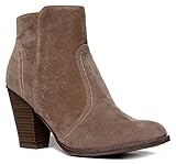 Western Chelsea Ankle Boot - Elastic Pull On Bootie - Cute Suede Wrapped Low Heel - Everyday Walking Shoe