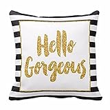 Hatop Gold Glitter Stripes Square Throw Pillow Case Cushion Cover Home Decor
