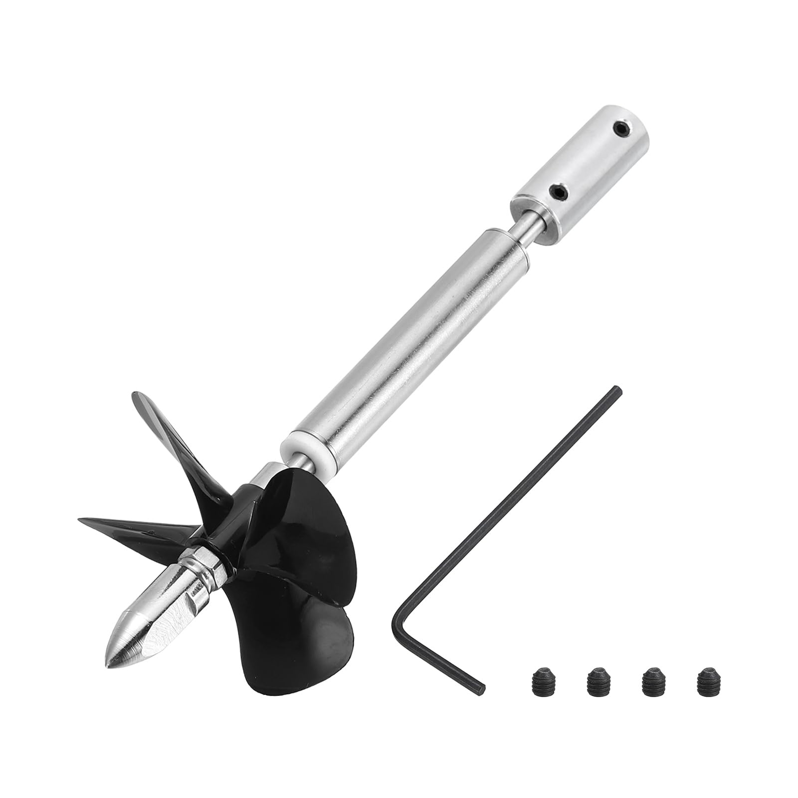 sourcing map Drive Shaft W Propeller and Coupling Joint for RC Boat Coupler Assemble Kit, L100mm Shaft, L50mm Sleeve, D55mm Four Propeller, Fit for 5 mm Motor Shaft