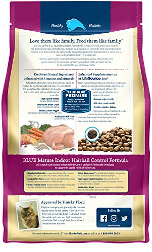 BLUE Indoor Hairball Natural Mature Dry Cat Food - Chicken & Brown Rice - 7 lb - //medicalbooks.filipinodoctors.org