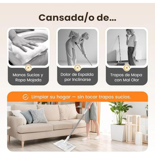 KASTWAVE Mini Disposable Dust Mop with 4 Reusable Microfibre Cloths – 39" Stainless Steel Handle, 360° Rotating Flat Sweeper | Wet/Dry Dual Use for Small Spaces, Bathroom, Kitchen, Walls & Corners