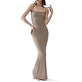 PUMIEY Women's Soft Lounge Long Slip Dress Sexy Sleeveless Backless Bodycon Maxi Dresses for Women