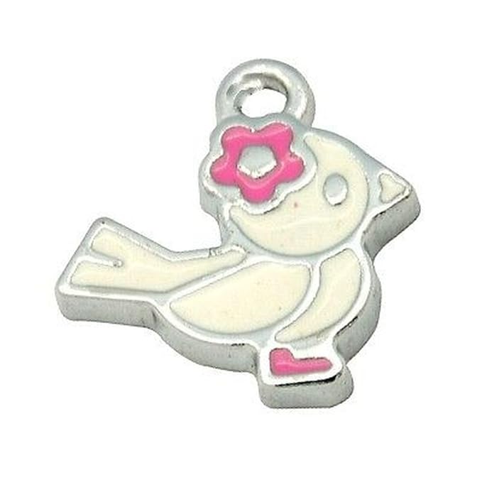 5 pieces 14x16mm Bird Zinc Alloy Enamel Charm Pendants - A0689