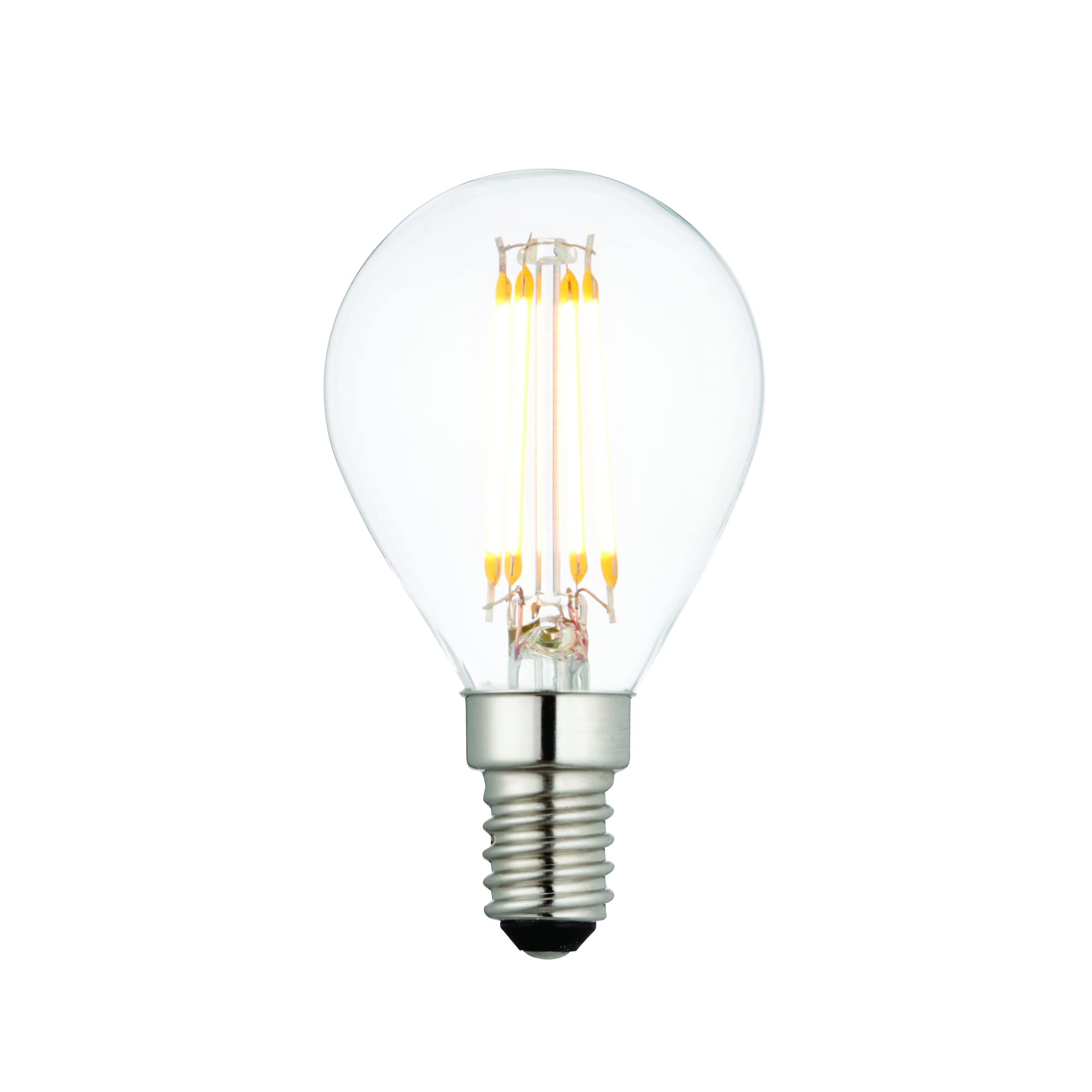 Saxby 94340 E14 4W Filament LED Light Golf Bulb Clear Glass Warm White Non-Dimmable 2700K 470LM