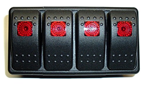 Fastronix Lighted (4) Weatherproof Rocker Switch Panel Auto/Marine (Red) - Thumbnail 4