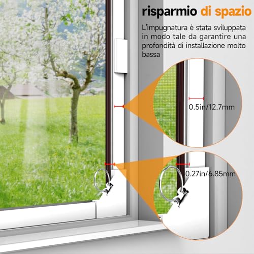 OWYR Magnetic Mosquito Net for Windows 150 x 180 cm White Grey | DIY Adjustable Groove Mounting Fibreglass Mesh No Drilling Insect Protection