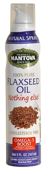 MANTOVA FLAXSEED OIL, 100% PURE COOKING SPRAY WITH OMEGA-6, PERFECT FOR KETO SNACKS, BAKING, OR SEASONING FOR COOKING, OUR OIL DISPENSER BOTTLE LETS YOU SPRAY, DRIP, OR STREAM WITH NO WASTE, 5 OZ