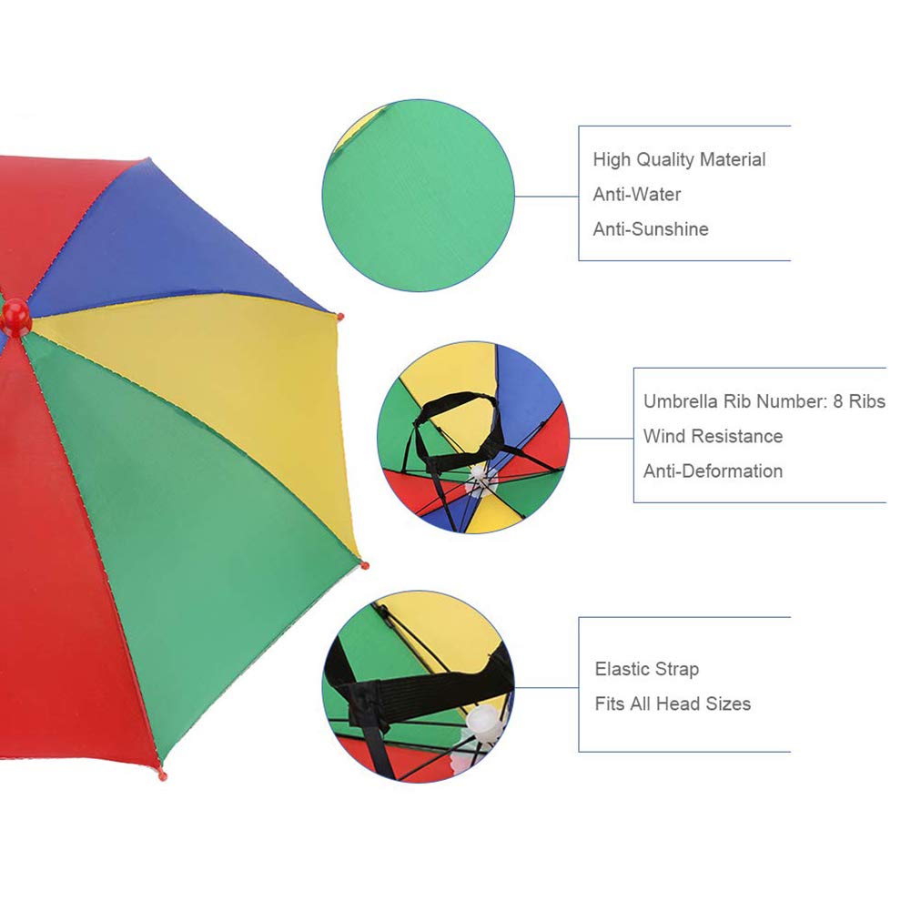 Valigeria Cappello con ombrello parasole,Portatile Multicolore Fascia Sun  Rain Ombrello Cappello per la  Pesca,Giardinaggio,Fotografia,Spiaggia,Passeggiate,Campeggio,Golf,3pcs  BESLIME Ombrello Cappello urban-earth.co.uk