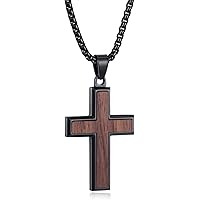 Kowaku Wood Cross Pendant Necklace - Adjustable PU Cord, Brown, Gift For Men & Women - View #7