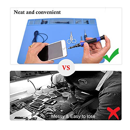 STARTRC Magnetic Heat Resistant Silicone Repair Tool Mat for Soldering Iron,Phone and Computer Repair,Gift for Techie,DIY Drone Maintenance Repair Mat 19.69 x 13.78 inch