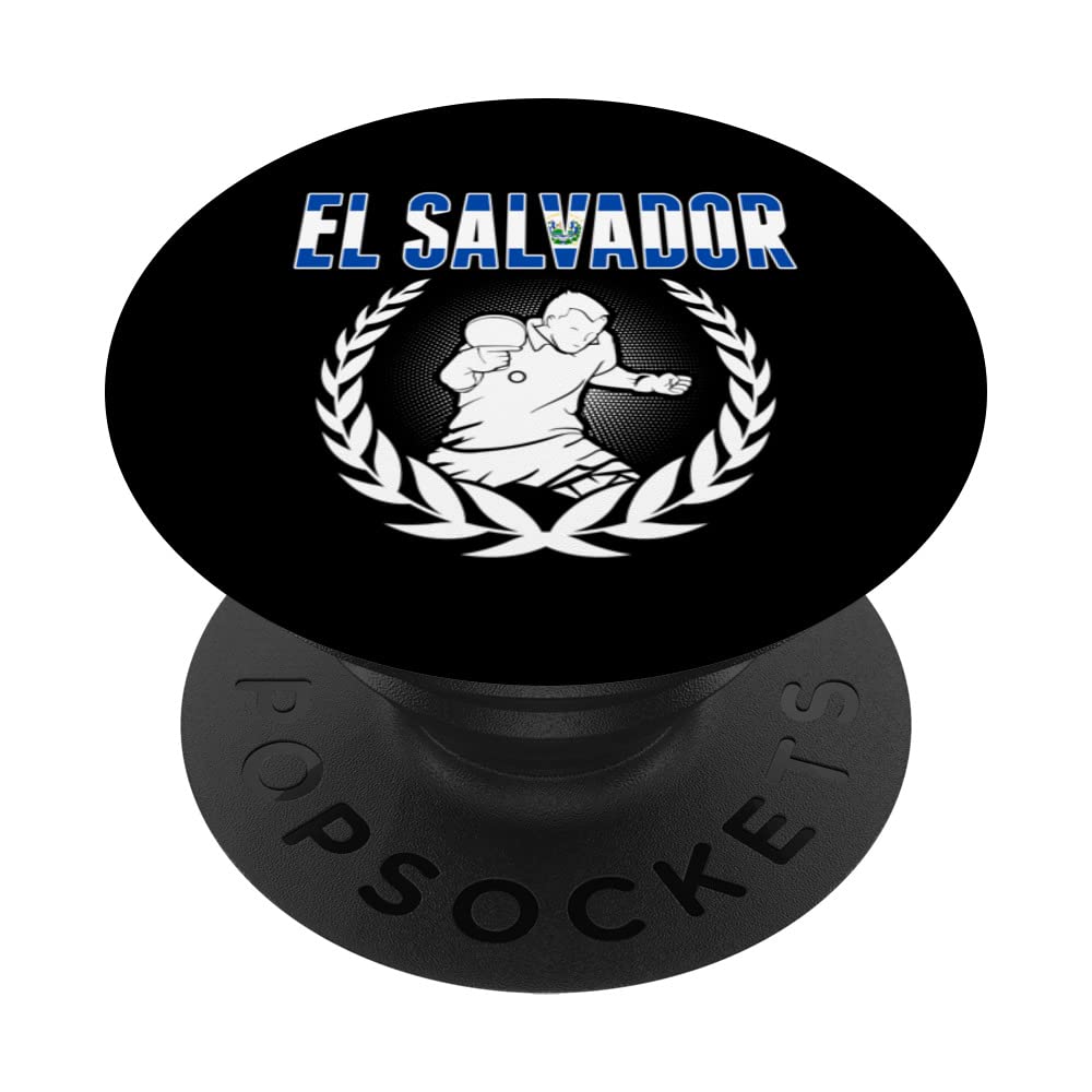 El Salvador Table Tennis Fans Jersey Salvadorean Ping Pong PopSockets Swappable PopGrip